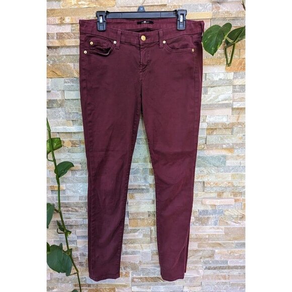 7 FOR ALL MANKIND Denim Skinny Colored Maroon Red Women's 30 - Picture 1 of 6